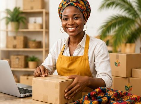 Entrepreneur packing an order