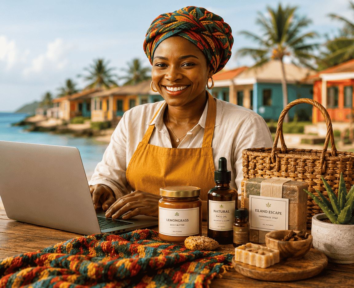 Caribbean entrepreneur selling online