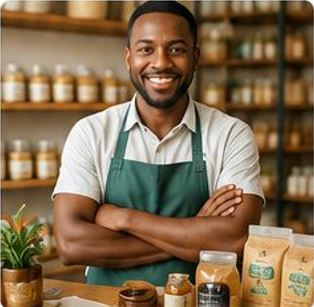 Shop owner in his store